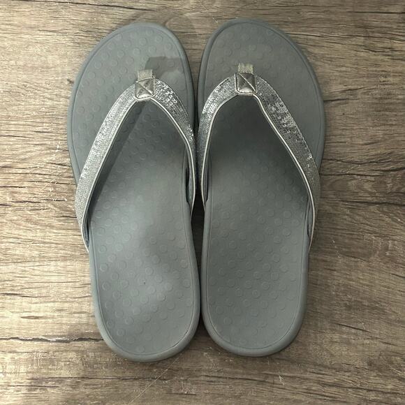 Vionic Tide Sequins Women’s Comfort Sandals Flip-Flops Shoes Size 11 Gray - Picture 7 of 8